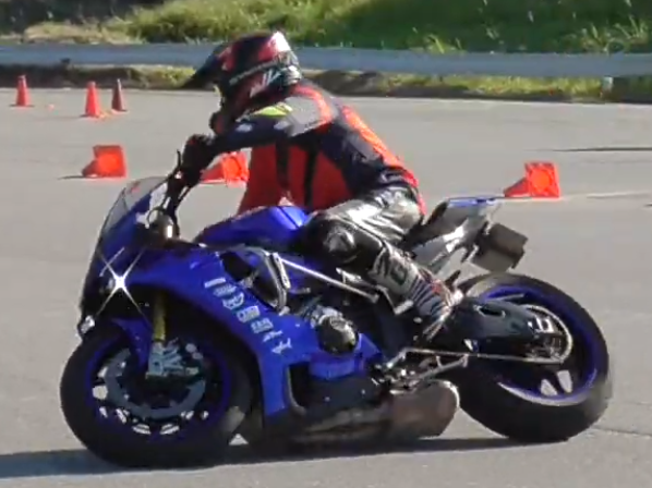 Etsugo Yanagida riding in motogymkhana, as shown on the Japanese ECU page
